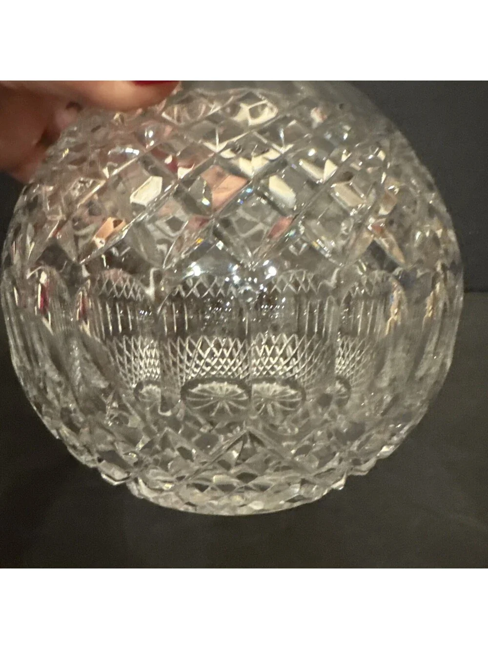 Gorgeous Detailed Clear Cut Crystal Rose Bowl Vase 6
